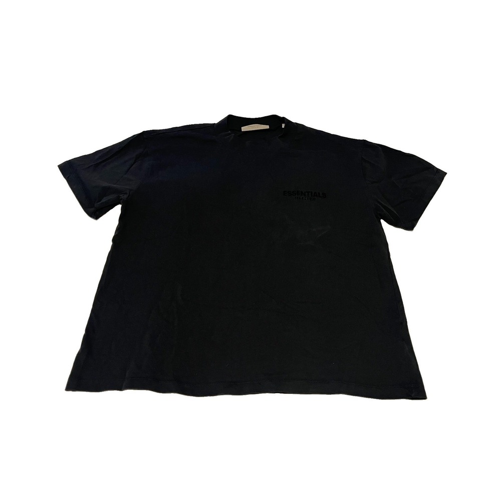 Fear Of God Essentials Shirt Mens Large Black Logo Graphic Front Back Tee